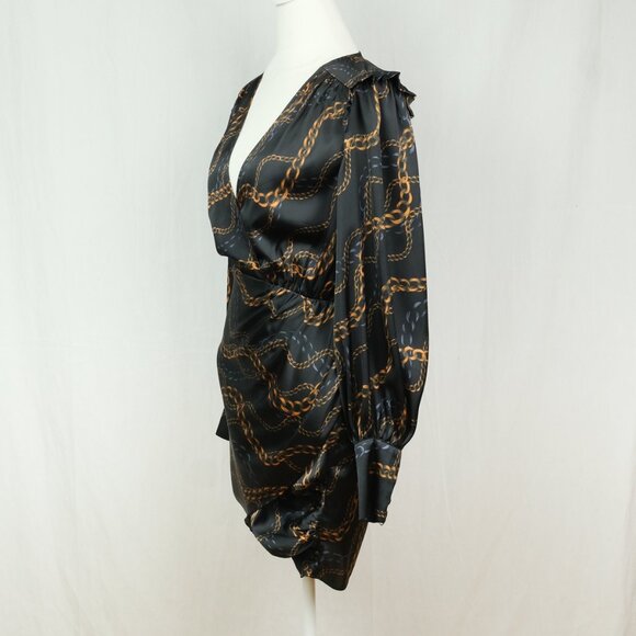 L'Academie Joyce Mini Dress Chain Print Black Size XS  Fashionable Party Look - Picture 6 of 12